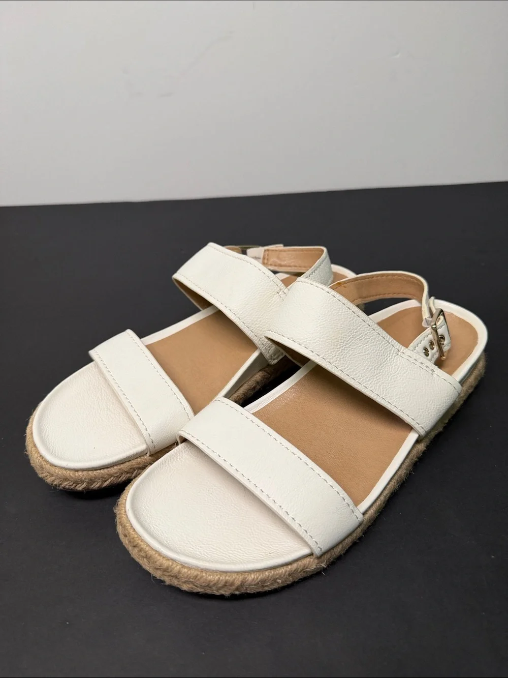 Vionic Lonnnie White Double-Strap Leather Sandals Size 8